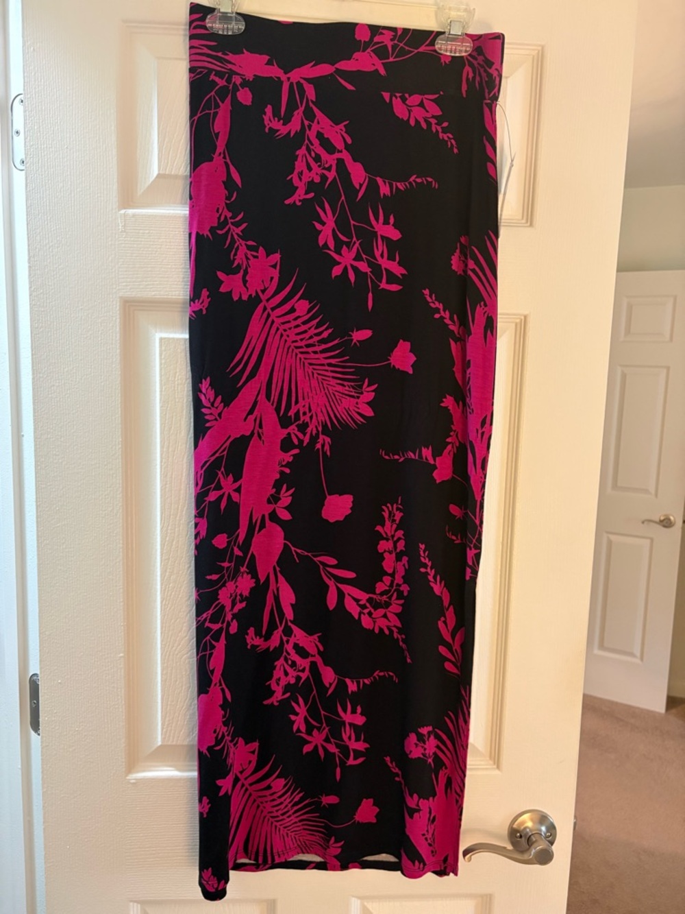 a.n.a Black Maxi Skirt with Fuchsia Floral Print